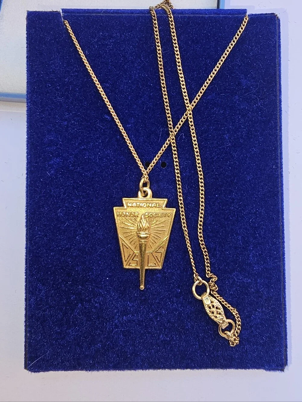 Vintage Balfour LGB National Honor Society Gold Tone Pendant Torch Necklace
